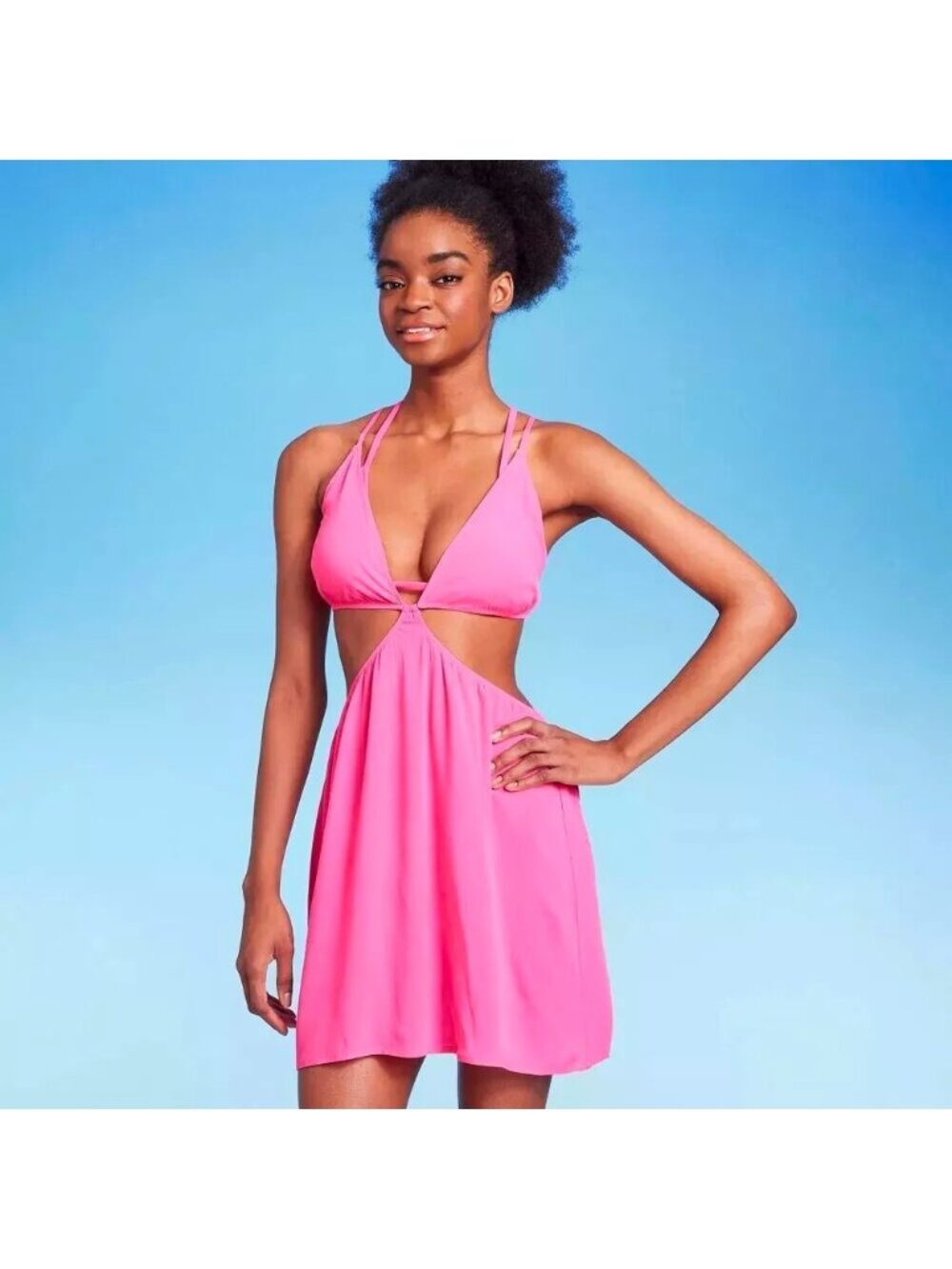 Wild Fable Pink Midriff Cut Outs Lightweight Swim Cover Up Mini Dress -- XS 0/2